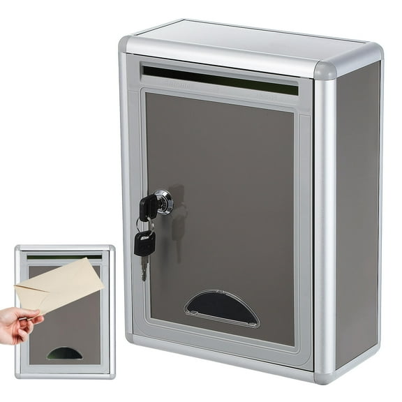 Pawsdot Aluminium Alloy Mailbox Small Grey for Wall Storage with Lock and Waterproof Design