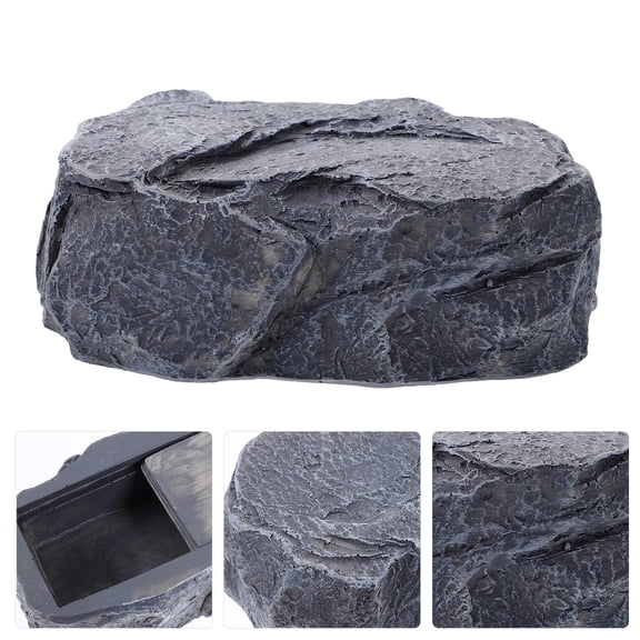 Pawsdot Garden Key Hider Grey Resin Stone Shaped Hidden Storage for Outside Use