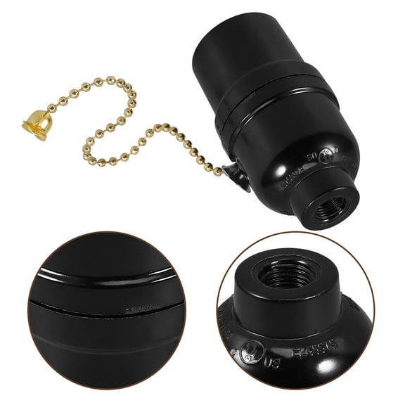 Pawsdot Stable Black Lamp Socket with Pull Chain for Easy Adjustment and Maintenance