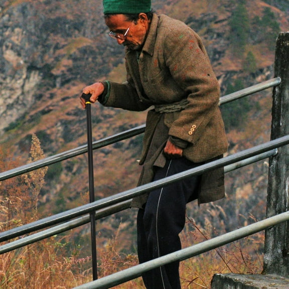 Pawsdot Adjustable Walking Stick for Seniors Made from Aluminum Alloy and Plastic Lightweight Ergonomic Design for Outdoor Use Black Color