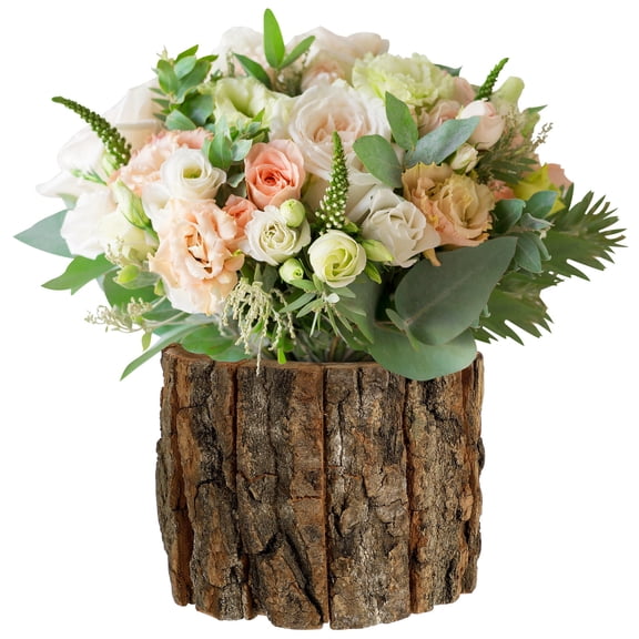 Pawsdot Garden Bark Planter Wood Flower Pots Natural 1Pcs