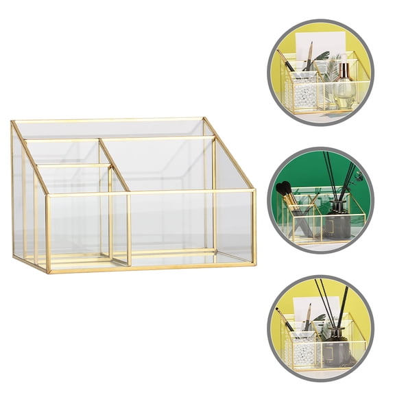 Pawsdot Glass Lipstick Organizer and Makeup Brush Holder for Home Vanity Storage