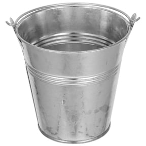 Pawsdot Compact Metal Bucket with Handle Silver Iron Stable Storage Pail