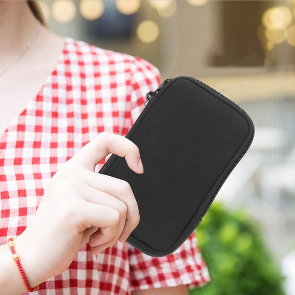 Pawsdot Black Neoprene Cell Phone Sleeve Pouch with Zipper Portable Phone Holder for Running and Beach