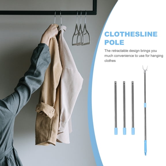 Pawsdot Sky-Blue Stainless Steel Clothes Rod, Strong and Practical for Wardrobe