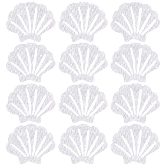 Pawsdot Bathroom Anti Skid Sticker White Non-Slip Shower Decorative Shell Shape 12Pcs
