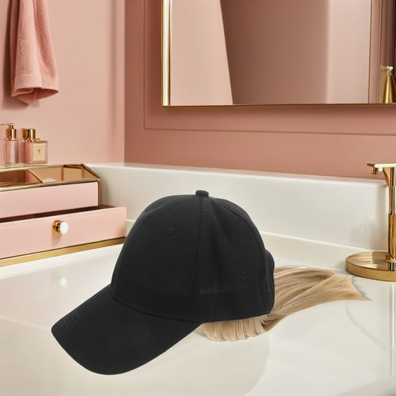 Pawsdot Hair Extension Baseball Cap Style Hat with Short Hair for Women Yellow 1Set