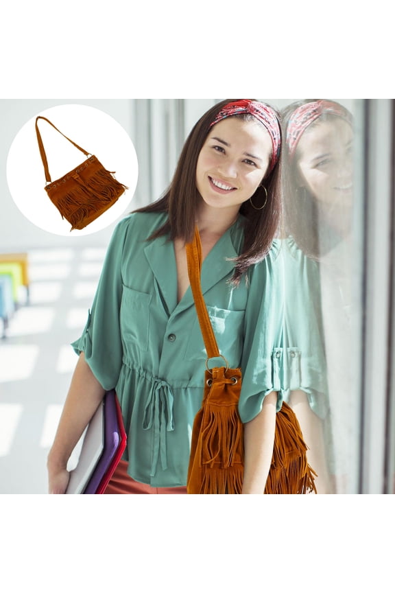 Oatipho Women's Fringe Crossbody Bag with Tassels Retro Shoulder Style Retractable Drawstring Vegan Suede Perfect for Travel Work Dinner and Mom