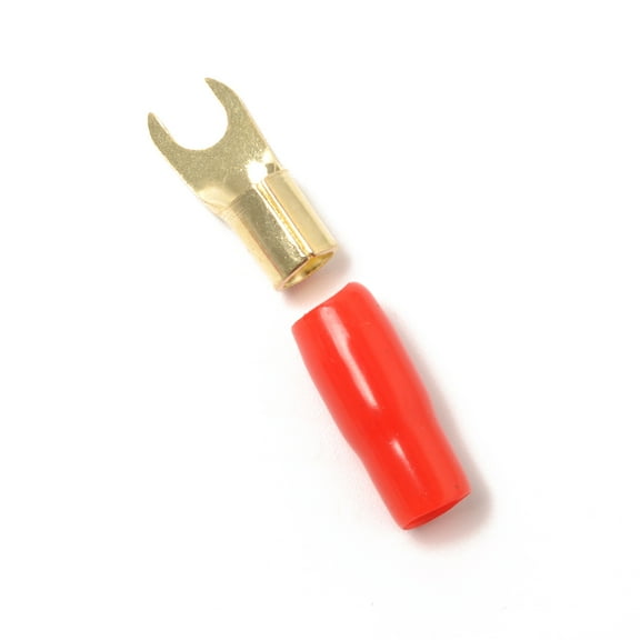 Pawsdot 5Pairs Copper 8 Gauge Crimp Barrier Spade Terminals for Secure Speaker Connections