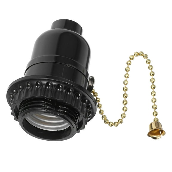 Pawsdot E27 Black Plastic Pull Chain Lampholder for Lamps Versatile Use