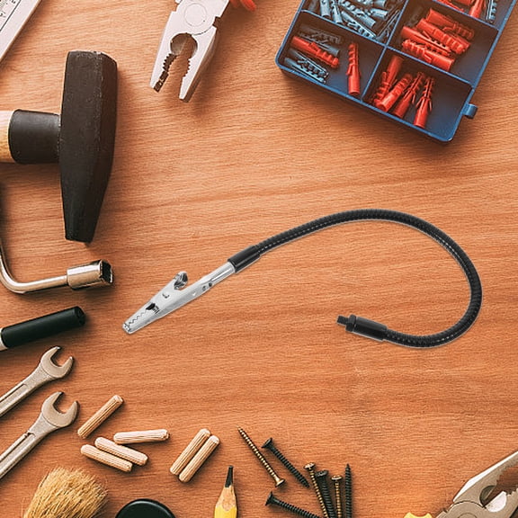 Pawsdot Black Metal Wire Helping Hands Clamp with Magnifying Glass for Circuit Board Fixing