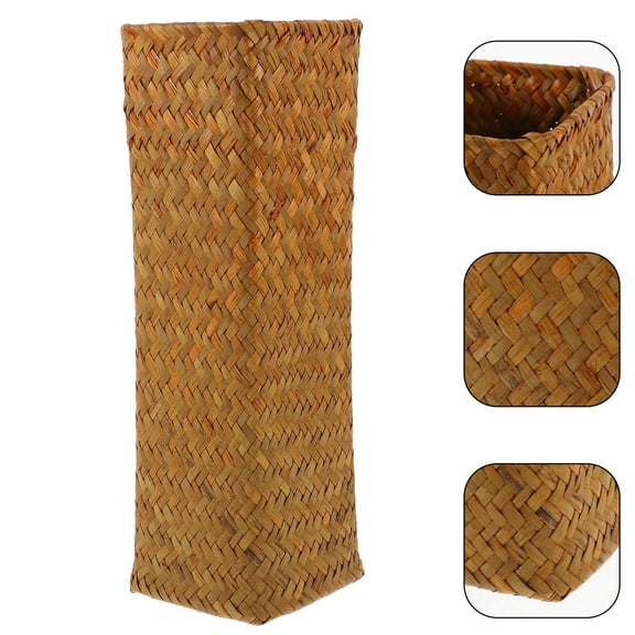 Pawsdot Woven Straw Flower Vase Brown Simple Look Decorative Vase for Desktop Display
