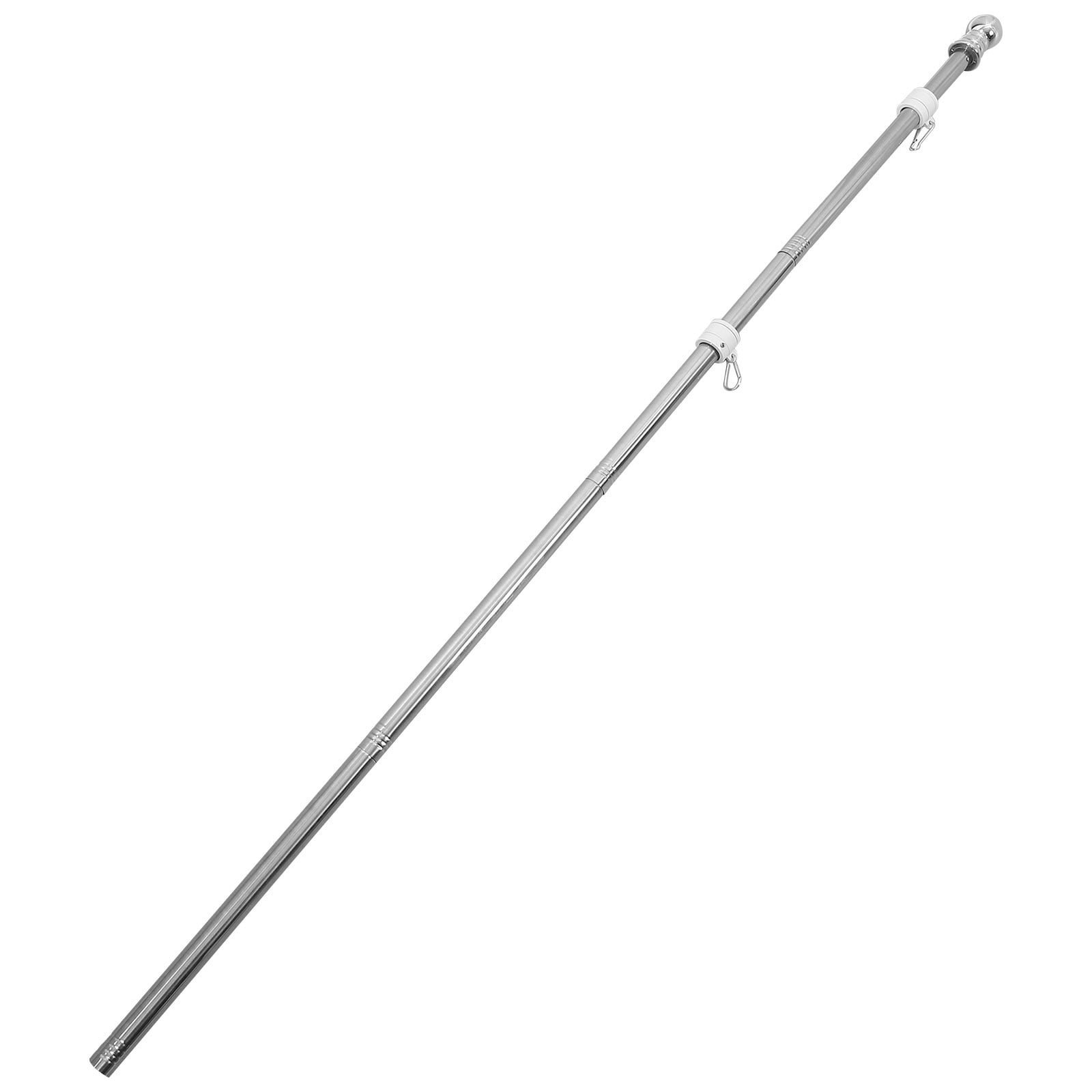 Pawsdot Plated Silver Stainless Steel Flag Pole for Outdoor Use with Detachable Design and Flag Holder