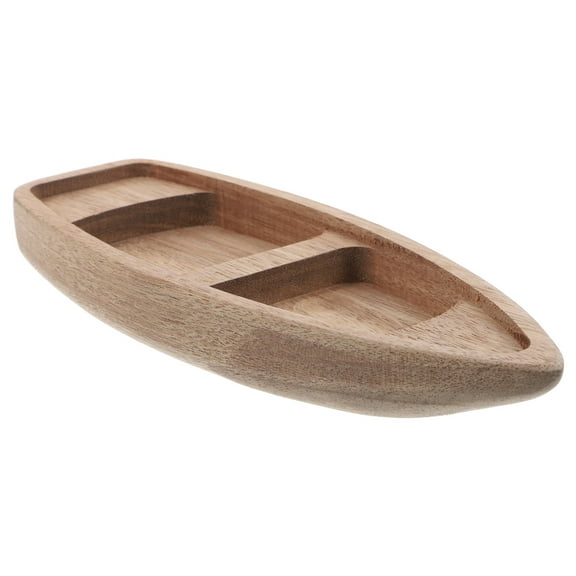 Pawsdot Unfinished Wood Canoe Model Small Wooden Boat Decor Khaki Color