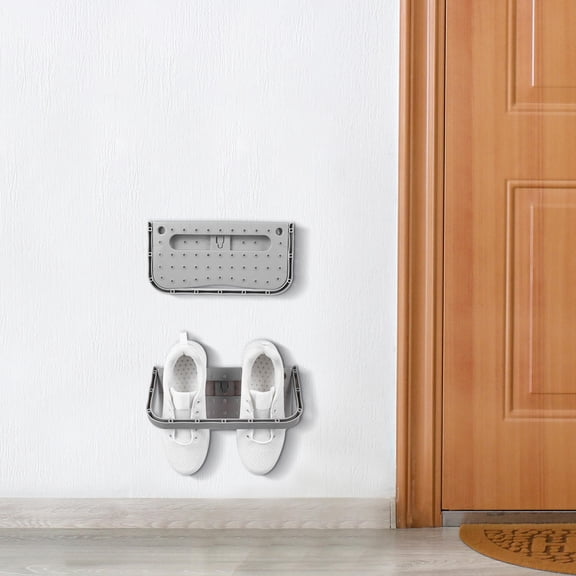 Pawsdot Grey Wall Shoe Organizer Easy Mount Space-Saving Home Storage Solution