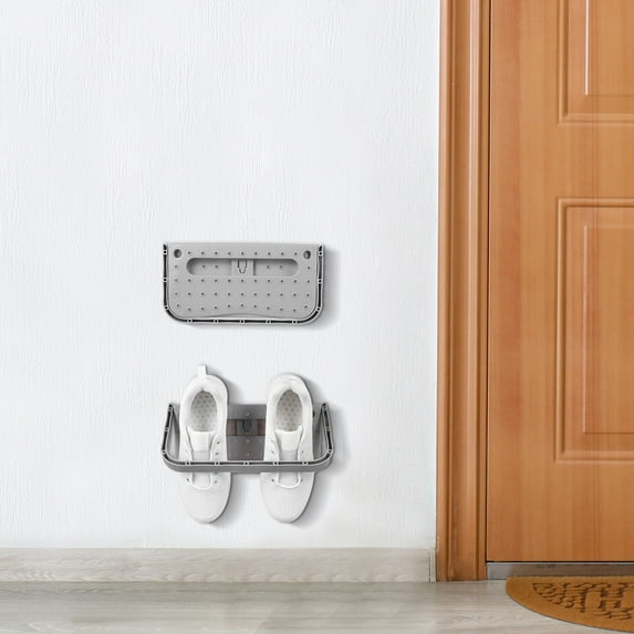 Pawsdot Grey Plastic PP Wall Mount Shoe Shelf for Home Use - Space-Saving Design