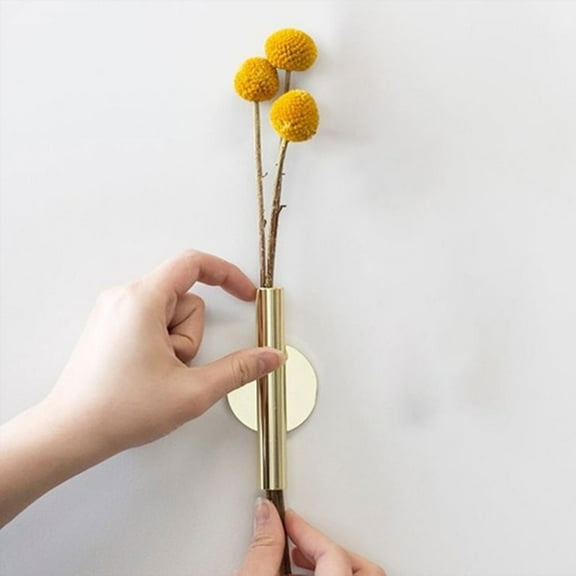 Pawsdot Golden Metal Wall Mounted Vase Beautiful Decor for Bedrooms and Living Rooms