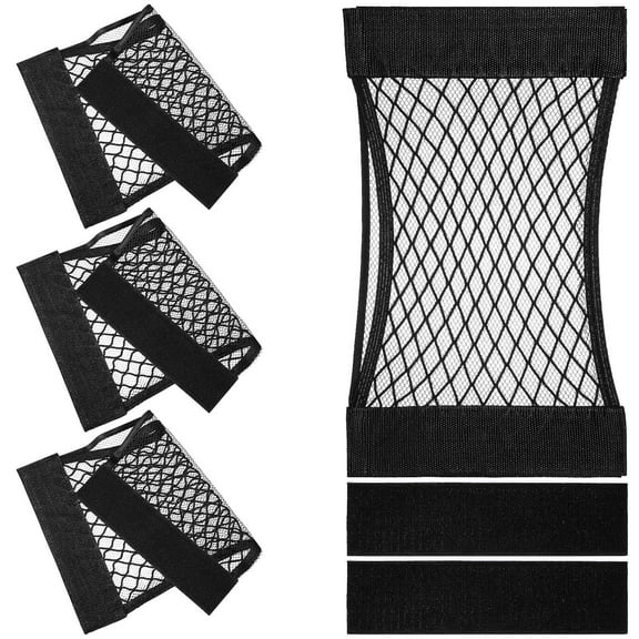 Pawsdot 4Pcs Black Storage Net Elastic Mesh Pocket for Car Trunk and Interior Organizer