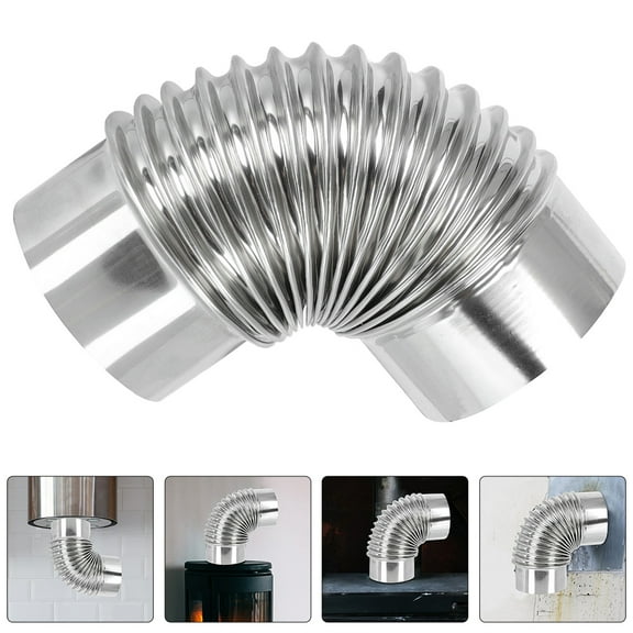 Pawsdot Stainless Steel Ducting Elbow 90 Degree Chimney Flue Extension for Home