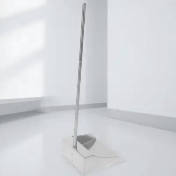 Pawsdot Plated Silver Stainless Steel No Stoop Dustpan with Ergonomic Long Handle for Home