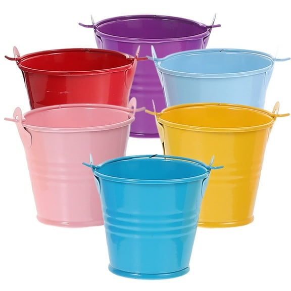 Pawsdot Small Iron Buckets Assorted Color for Storage and Party Favors 6Pcs