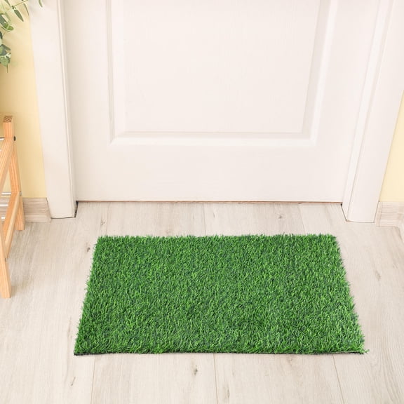 Pawsdot Realistic Green Artificial Grass Mat for Home with Plastic Rubber Base