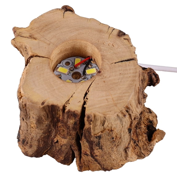 Pawsdot Tree Stump LED Light Base White Wooden Crystal Display Stand for Storage