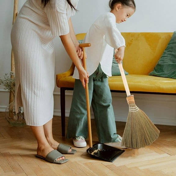 Pawsdot Vietnamese Corn Whisk Broom Multi-Color Wood Handheld for Indoor Outdoor Cleaning