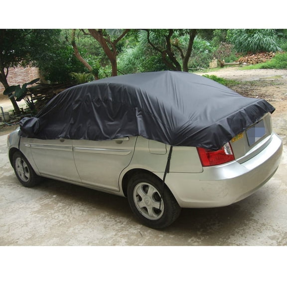 Pawsdot Black Half Car Cover Water Repellent Sunscreen Weather Damage