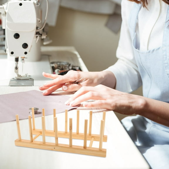 Pawsdot Beige Wooden Thread Rack Simple and Practical for Home Sewing Projects