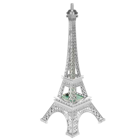 Pawsdot Silver Alloy Eiffel Tower Model Decorative Metal Sculpture with LED Light for Home Office