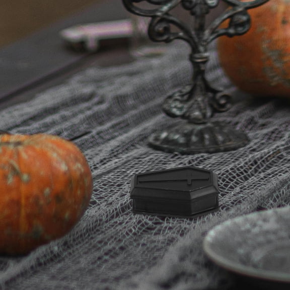 Pawsdot Black Plastic Coffin Model Realistic Design for Haunted House Decor