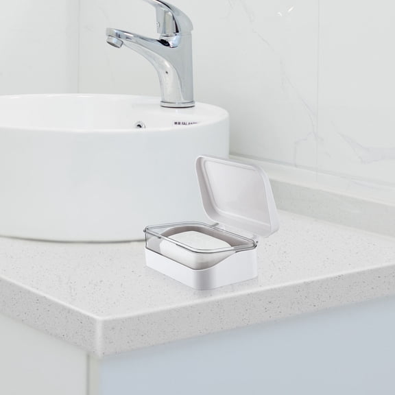 Pawsdot White Soap Box with Detachable Ventilated Lid for Bathroom and Kitchen Use
