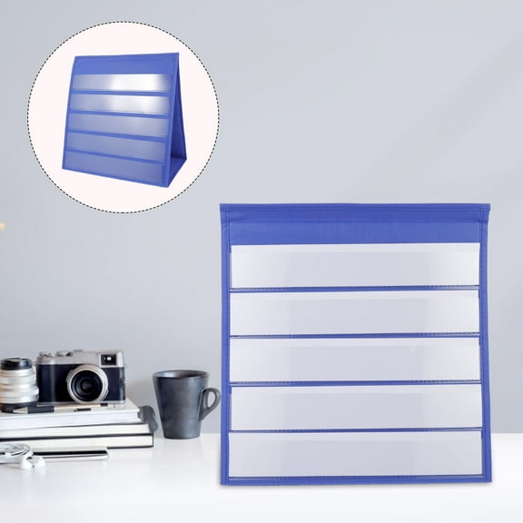 Pawsdot 20Pcs Simple Desktop Calendar Blue Double Sided Pocket Chart for Organizing and Display