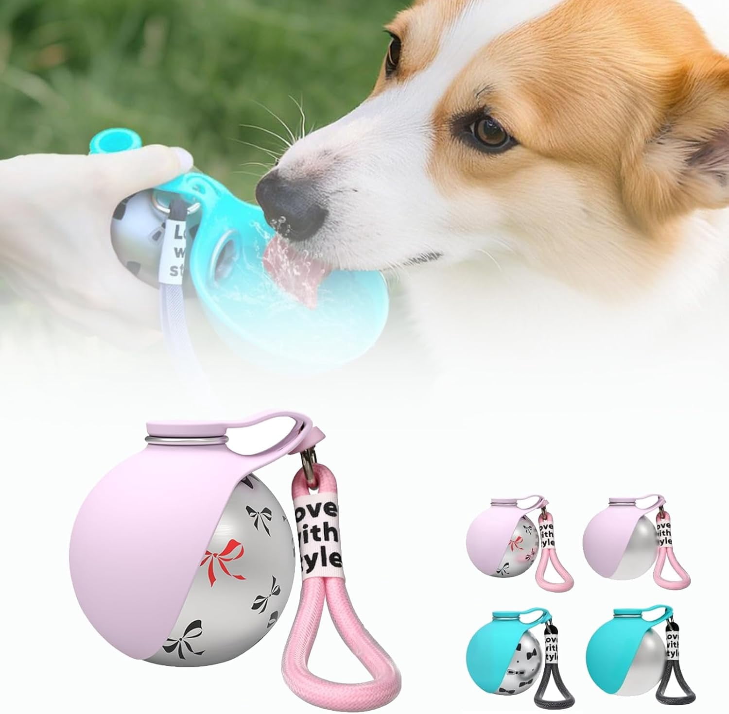 Pawsip Stainless Steel Travel Bottle, Foldable Pet Water Bottle