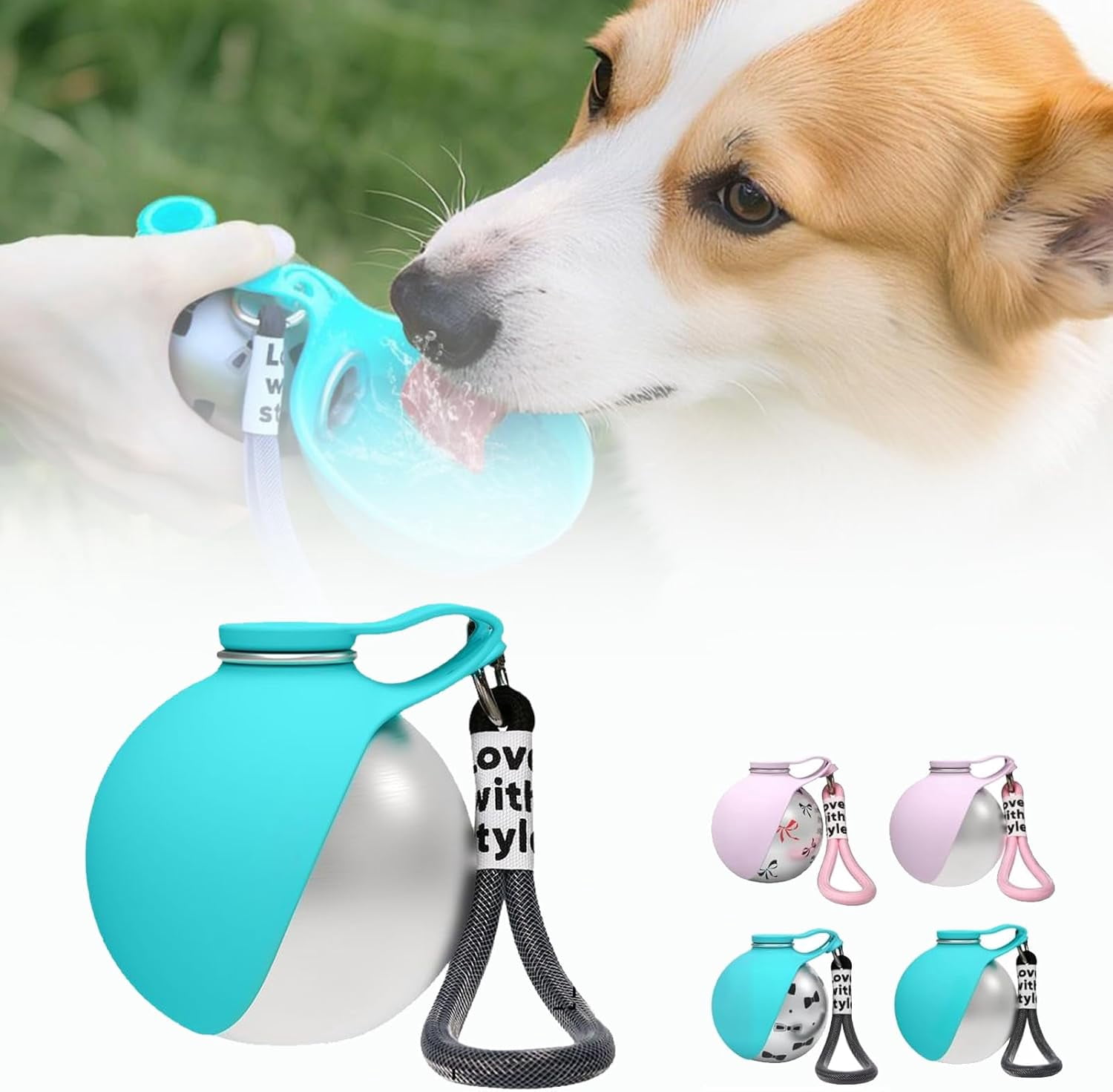 Pawsip Stainless Steel Travel Bottle, Foldable Pet Water Bottle, Portable Dog Water Bottle for Small Dog Walking, Hiking & Travel, Leak-Proof & Compact Dog Travel