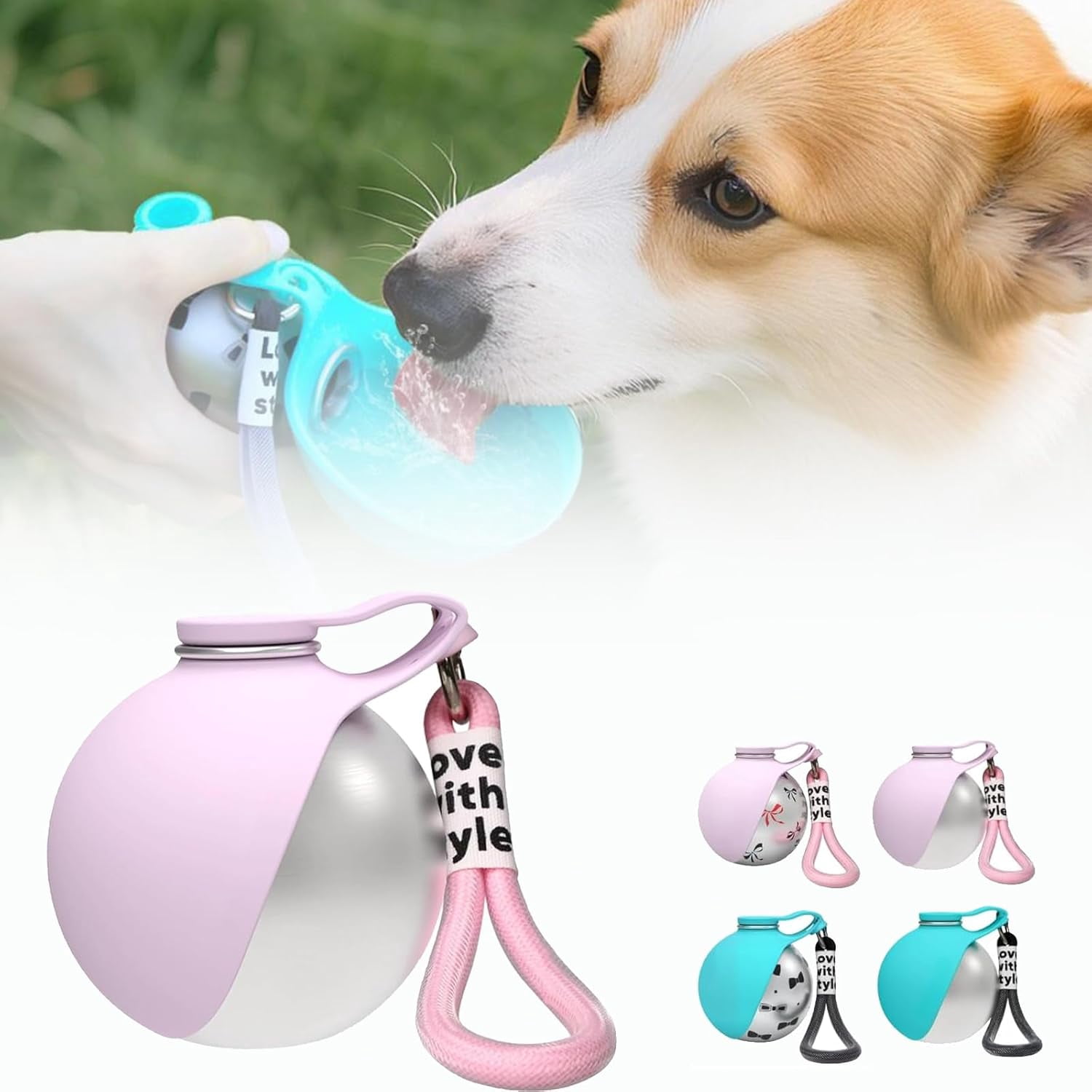 Pawsip Stainless Steel Travel Bottle, Foldable Pet Water Bottle