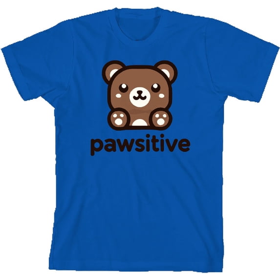 Pawsitive Bear Youth Natural Crew Neck Short Sleeve Tee-Medium
