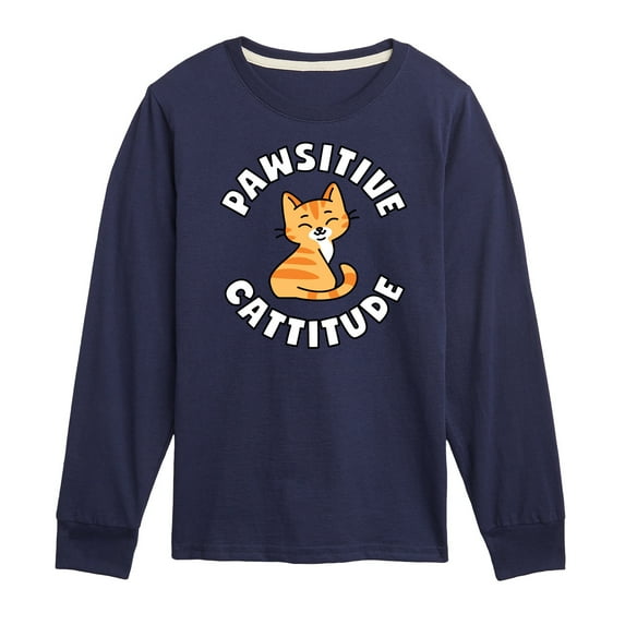 Pawsitive Cattitude - Toddler And Youth Long Sleeve Graphic T-Shirt
