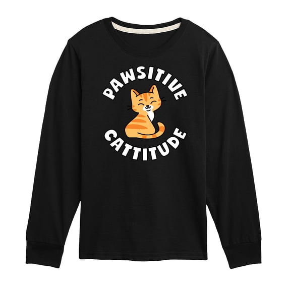 Pawsitive Cattitude - Toddler And Youth Long Sleeve Graphic T-Shirt