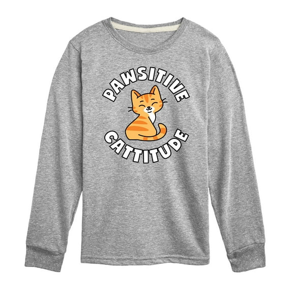 Pawsitive Cattitude  - Toddler And Youth Long Sleeve Graphic T-Shirt
