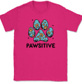 thumbnail image 1 of Pawsitive Dog Cat Print T-Shirt Funny Cute K9 Animal Love Motivational Tee - Pink, 3XL, 1 of 1