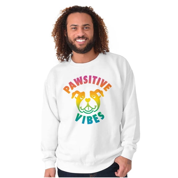 Pawsitive Vibes Happy Rainbow Dog Sweatshirt for Men or Women Brisco Brands S