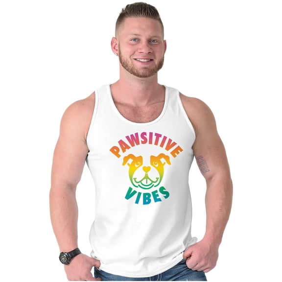 Pawsitive Vibes Happy Rainbow Dog Tank Top T Shirts Men Women Brisco Brands S