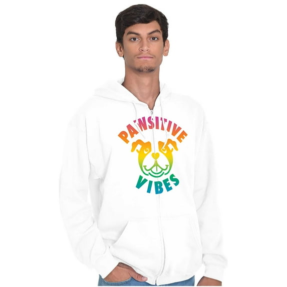 Pawsitive Vibes Happy Rainbow Dog Unisex Fleece Graphic Zip Up Hoodie Brisco Brands 5X