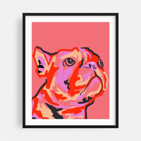 Pawsitively Patched - India Illustration Dog Pop Art Animal Modern Art Abstract Black Framed Wall Art Print 11 x 14 inches