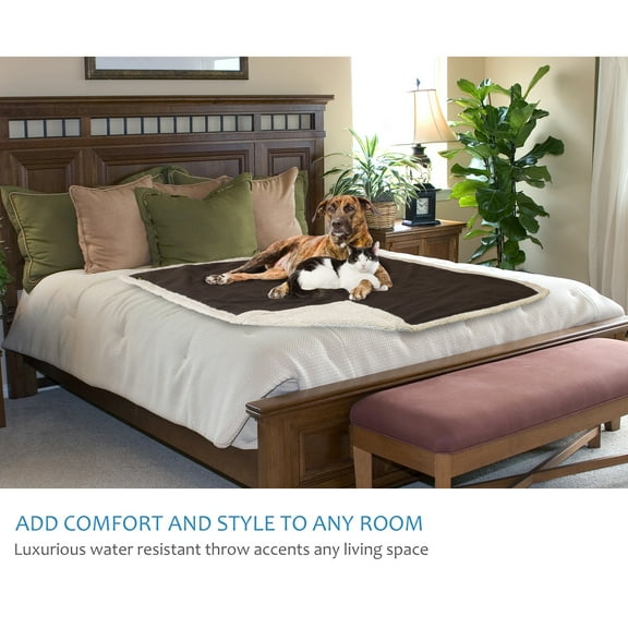 Pawsse Waterproof Blanket for Bed - Sherpa Fleece Waterproof Dog Blankets for Large Dogs, Pet Blankets for Bed/Couch, Soft Plush Reversible Furniture Protector, Twin Size, 60x80 inches, Brown/Tuape