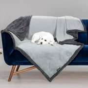 Pawsse Waterproof Pet Blanket, Pee Urine Proof Dog Blanket Cover for Couch Bed Furniture Protector, Liquid Proof Blanket for Small Medium Dogs, Lt Gray/Dk Gray, 50” x 60”.