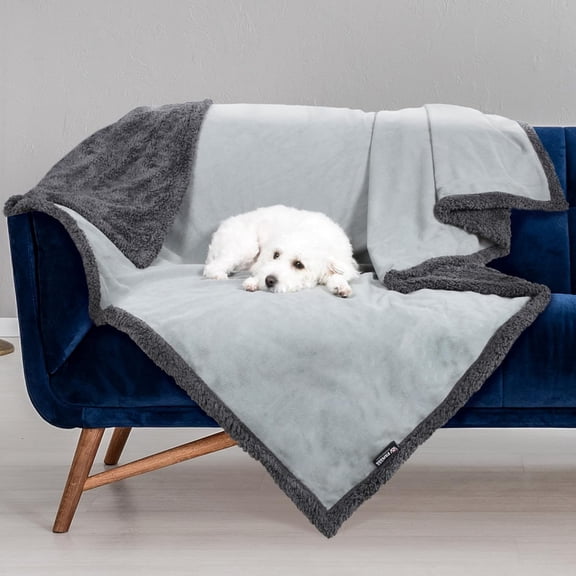 Pawsse Waterproof Pet Blanket, Pee Urine Proof Dog Blanket Cover for Couch Bed Furniture Protector, Liquid Proof Blanket for Small Medium Dogs, Lt Gray/Dk Gray, 50” x 30”.