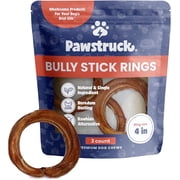 Pawstruck All-Natural 4" Bully Stick Rings for Dogs, 3 count